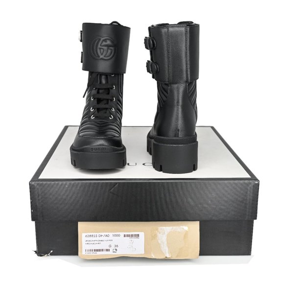 Gucci 628855 Women's Interlocking Gg Logo Matelasse Leather Ankle Boots - Picture 11 of 13